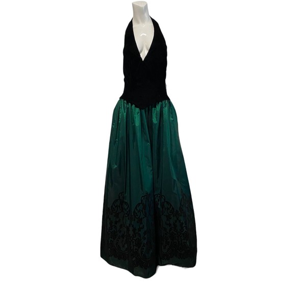 Jessica McClintock Womens Maxi Gown Dress Black Green Size 12 NWT - Picture 1 of 12
